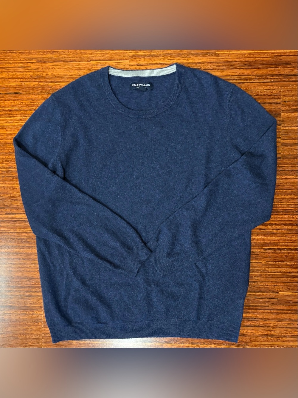 Mizzen+Main Navy Blue Cashmere Blend Crewneck Sweater Mens 2XL XXL Knit Top